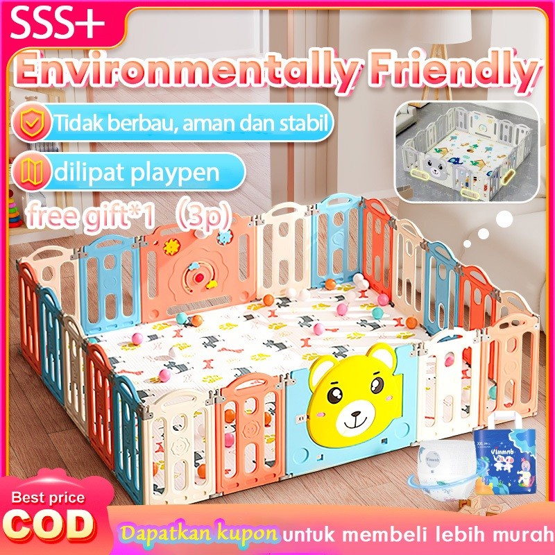 Playpen pagar bayi Pagar permainan plastik melipat Pagar anak tempat bermain bola
