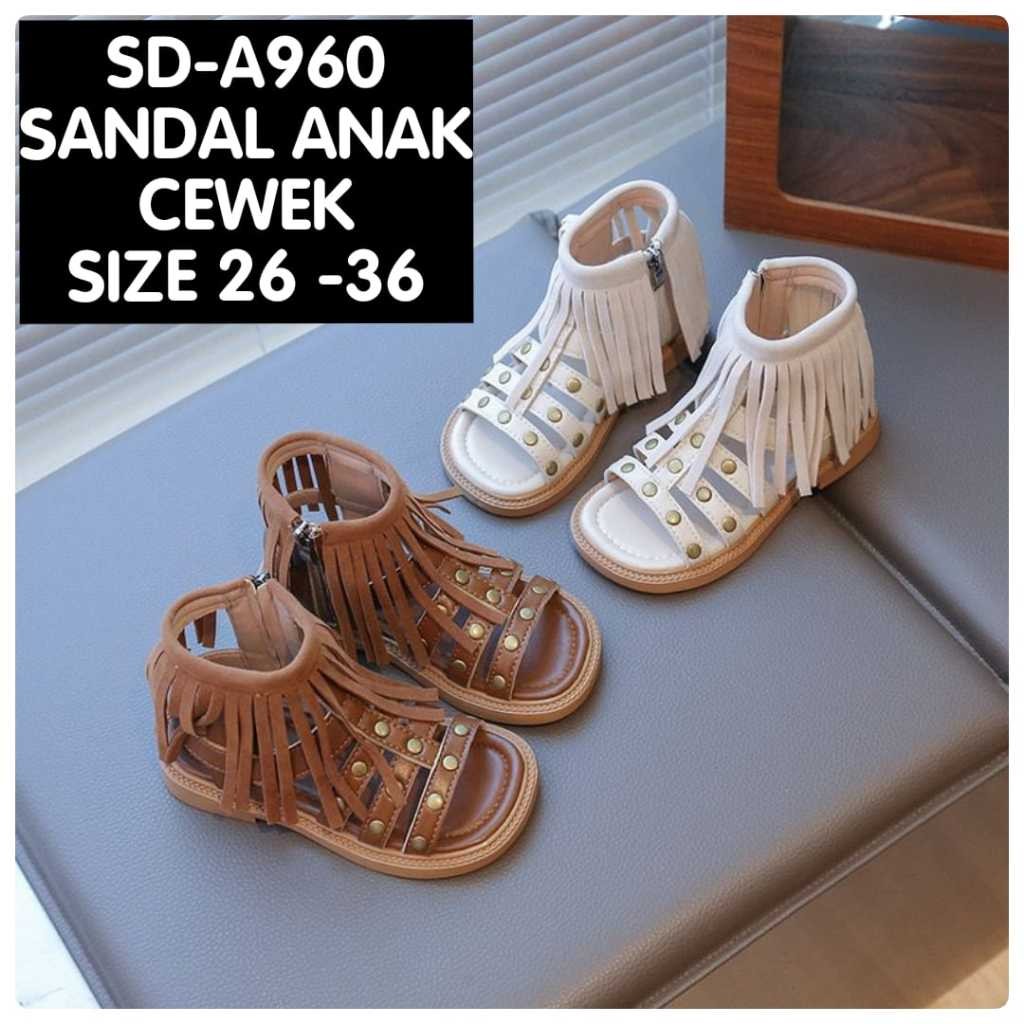 (LC-JKT) SD-A960 SANDAL GLADIATOR  ANAK RUMBAI STUD RESLETING BAHAN LEMBUT SIZE 26-36