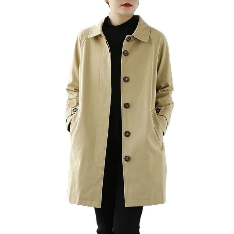 Jaket Wanita Panjang Korea - Long Coat Katun Dril Stylish Musim Dingin