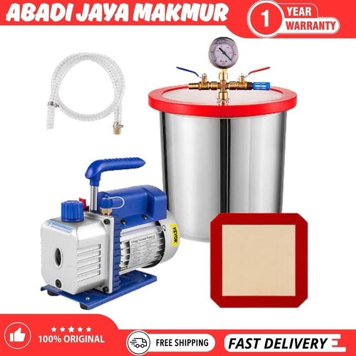 Vacuum Chamber 9 galon (34 L) + Vacuum Pump 1 hp