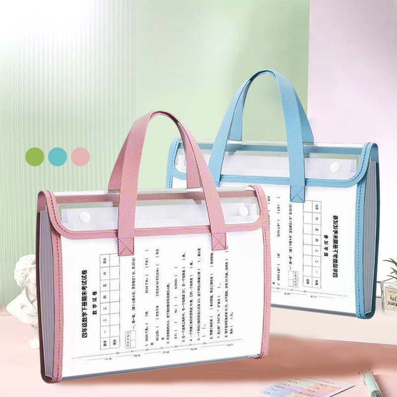 

13-Section Transparent File Folder - Anti-Water Multi-Layer Document Bag, A4/Folio Size Map Folder for Documents & Files