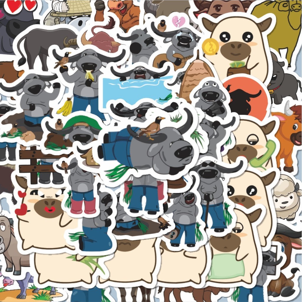 

100PCS Lucu Stiker Hewan Kerbau Stiker Aesthetic Stiker Anti Air Stikers Berperekat Waterproof sticker decal buat Motor Helm Buku Journal Koper Casing HP Laptop Botol Minum Hadiah anak