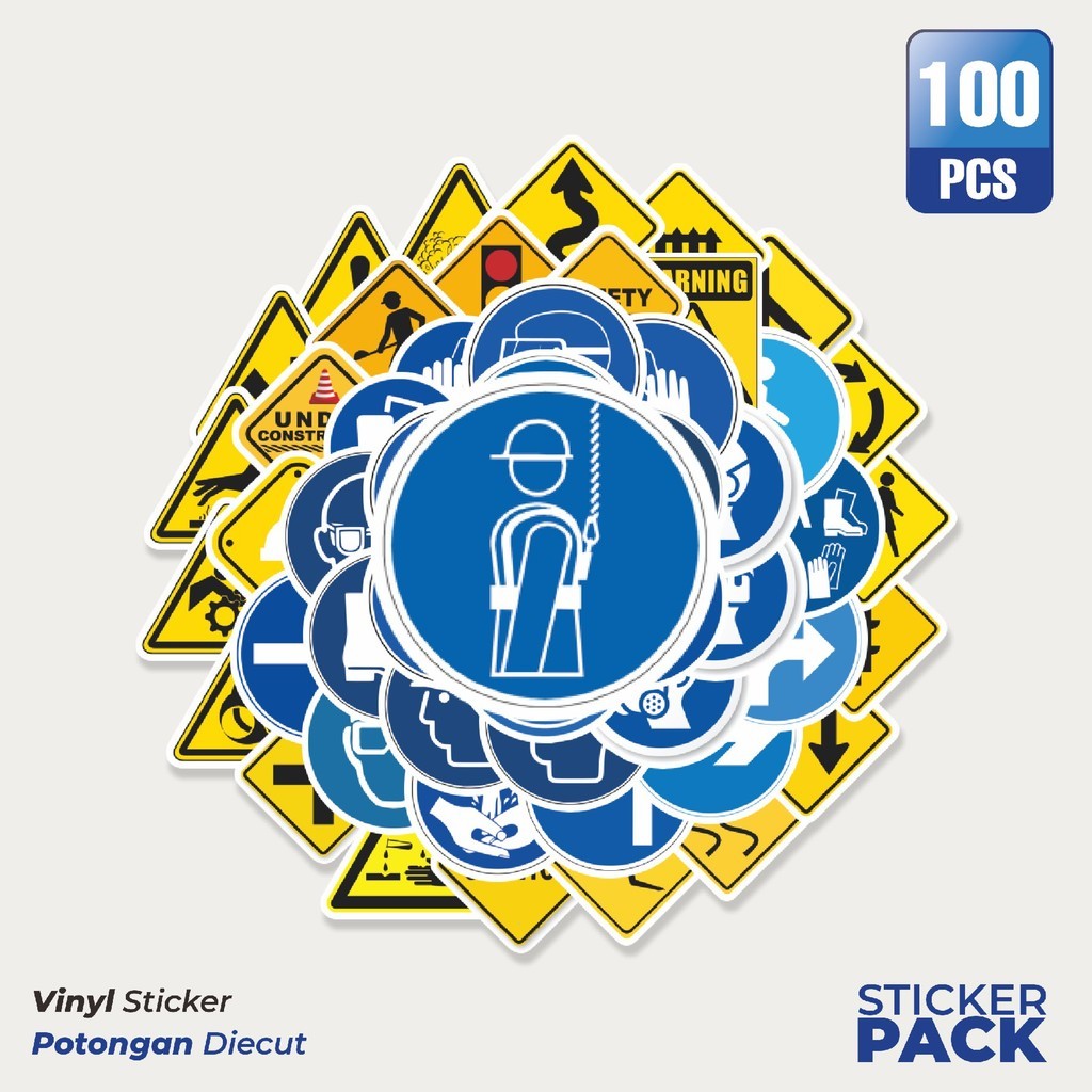 

Stiker Vinyl Stiker Keselamatan & Simbol Operasional 2 Waterproof Aesthetic- Untuk Laptop, Motor, dan Helm - Paper Stationery Pack