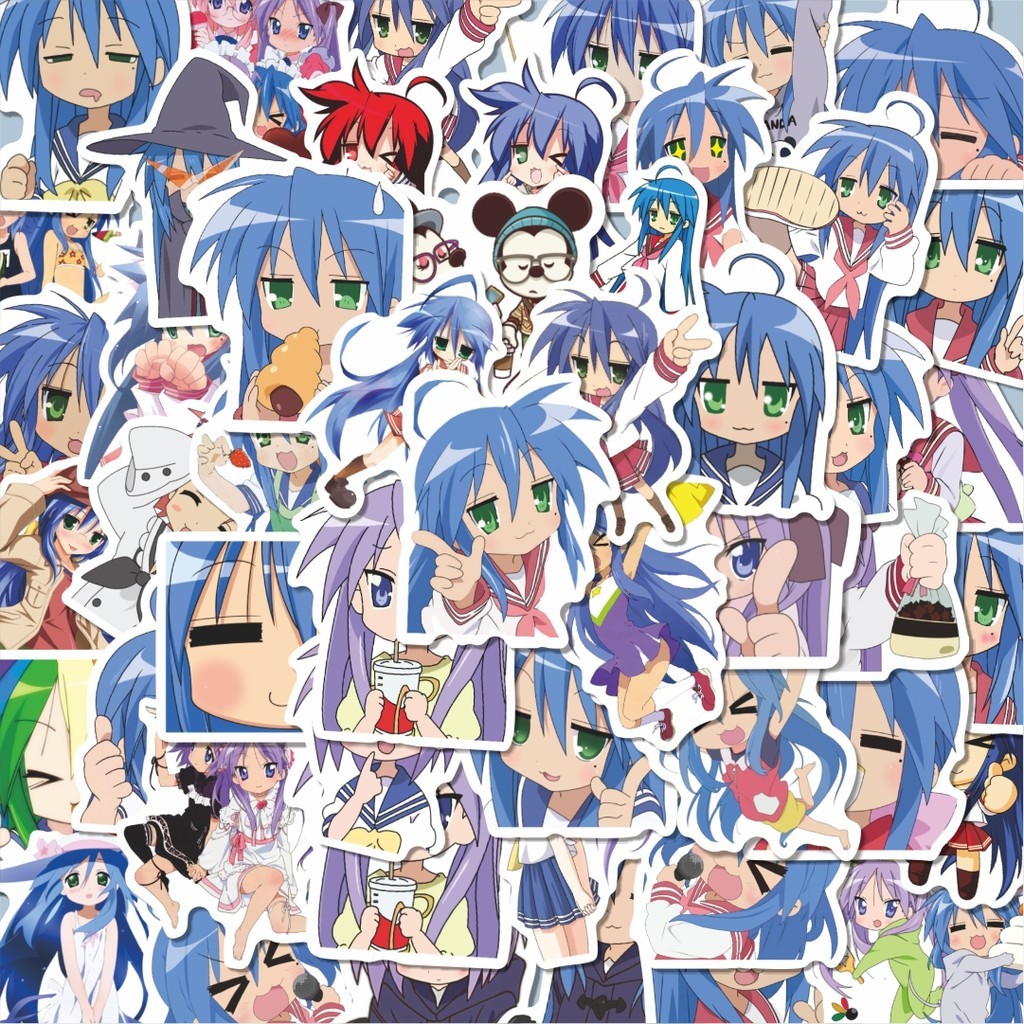 

100PCS Lucu Anime Lucky Star (Raki☆Suta) Stiker Aesthetic Stiker Anti Air Stikers Berperekat Waterproof sticker decal buat Motor Helm Buku Journal Koper Casing HP Laptop Botol Minum Hadiah anak