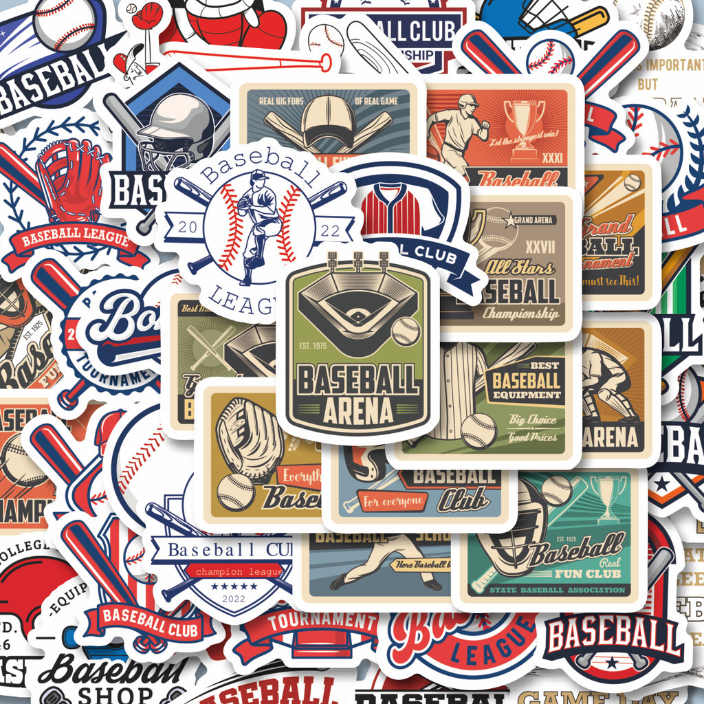 

100PCS Lucu Stiker Baseball Fun Club Baseball Stiker Aesthetic Stiker Anti Air Stikers Berperekat Waterproof sticker decal buat Motor Helm Buku Journal Koper Casing HP Laptop Botol Minum Hadiah anak