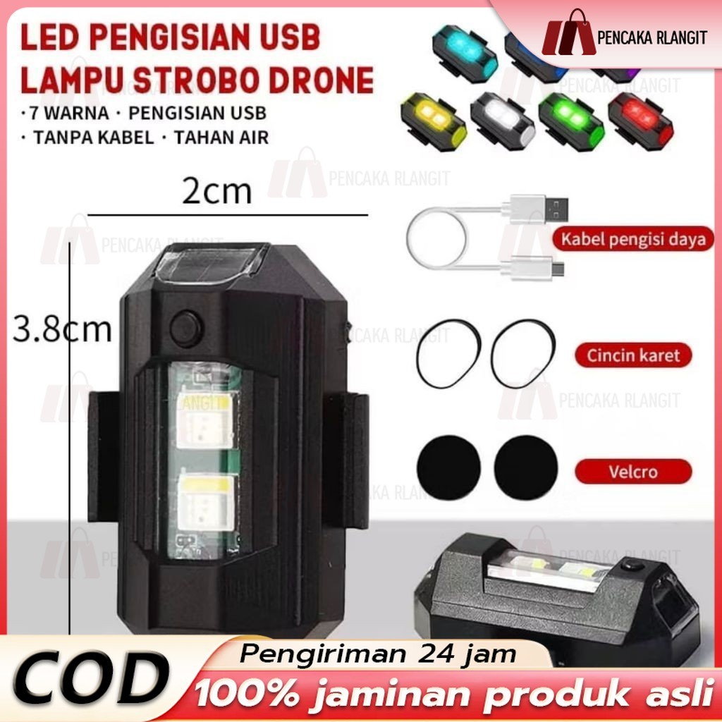 Lampu LED Pesawat Mobil Pesawat UAV Remote Control 7 Warna USB Pengisian Daya Kendali Jarak Jauh