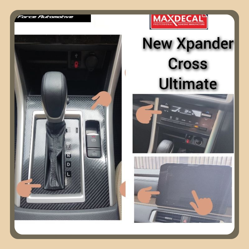 Sticker Carbon 6D Black Glossy NEW XPANDER transmisi head unit steer pelindung