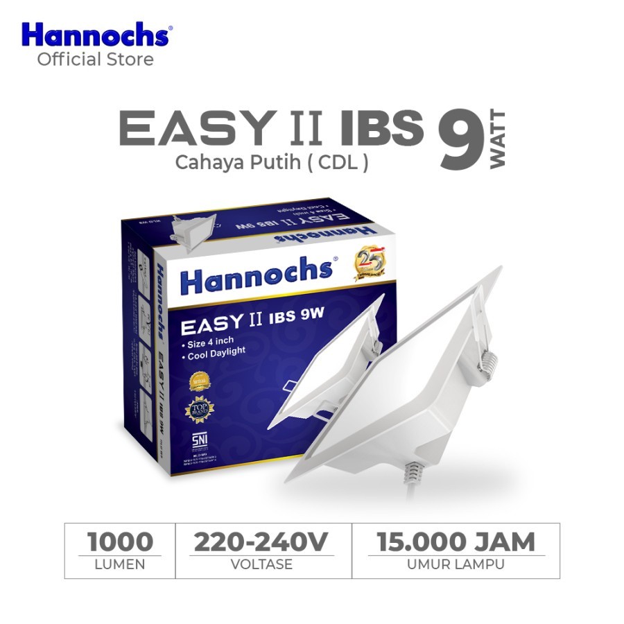 Lampu Downlight LED Hannochs EASY II 9W KOTAK IB