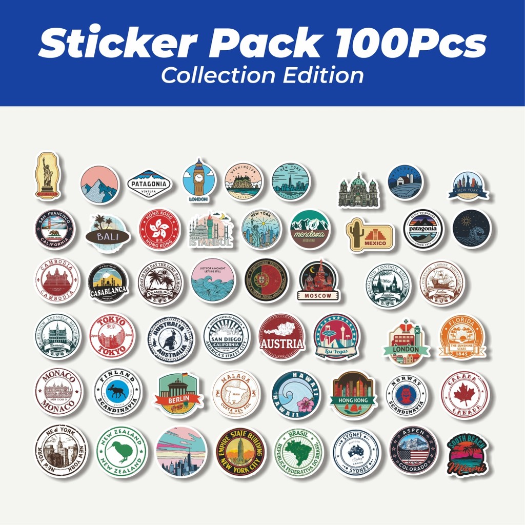

Hot Stiker Famous Scenery [Wisata Pemandangan Terkenal] Lucu Anti Air Stikers Berperekat Waterproof Sticker Decal Buat Motor Helm Buku Journal Koper Casing HP Laptop Botol Minum