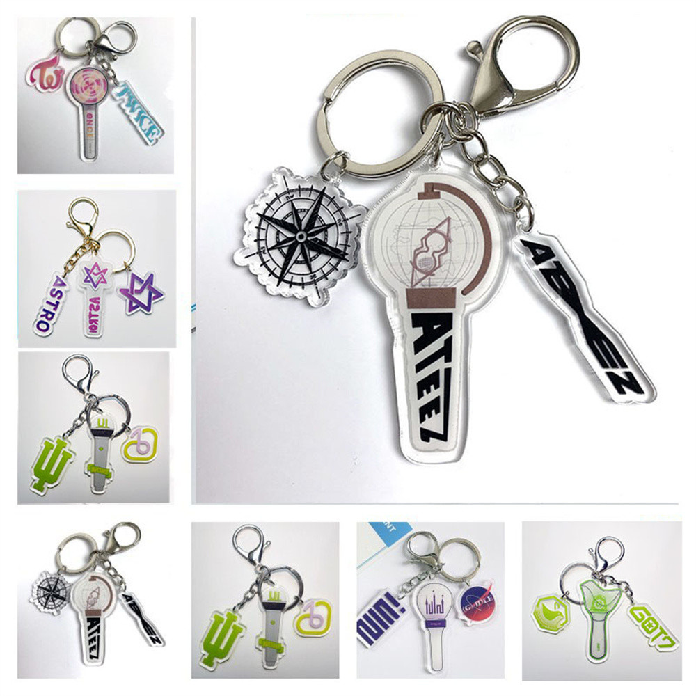 Kpop ATEEZ GOT7 GIDLE IU ASTRO Keychain Bag Pendant Momo YUQI  Hongjoong Light Stick Kering Fans Gif