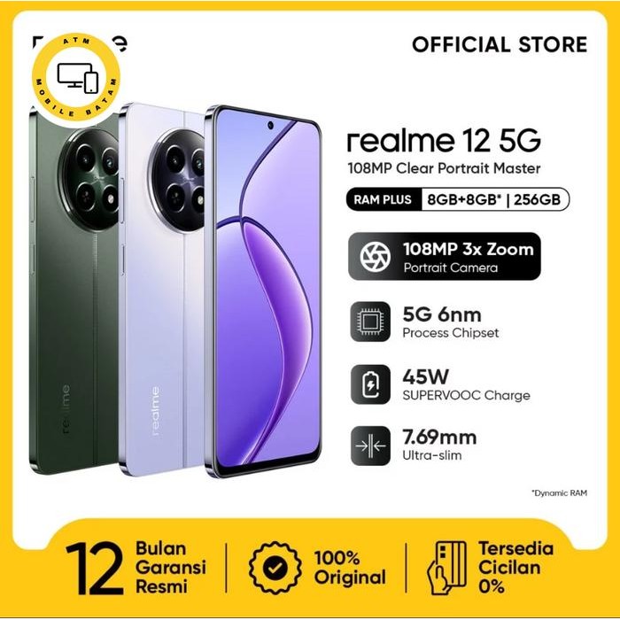 REALME 12 5G 8/256 RAM 8GB INTERNAL 256GB GARANSI RESMI