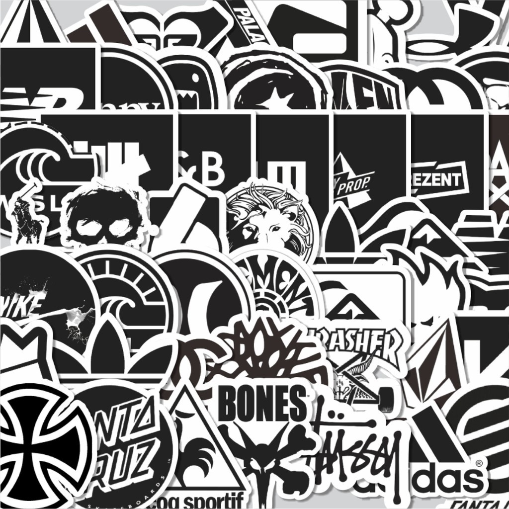 

Stiker Cutting Pack Stiker Random Logo Brand Black & White Versi 2 Isi 100Pcs Series Aesthetic Lucu Keren Untuk Koper Bahan Vynil