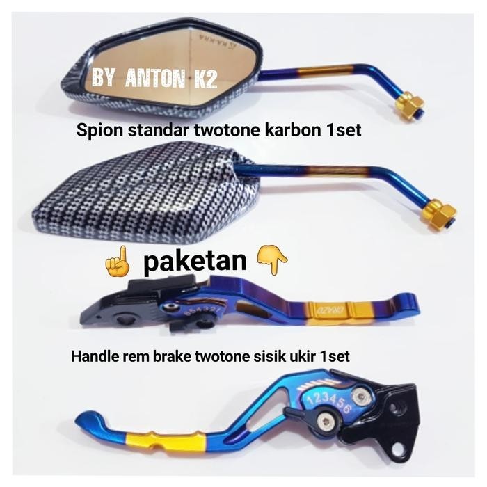 HANDLE REM BRAKE/KACA SPION CARBON VARIASI MOTOR LEXI/FREEGO/AEROX 155 - Twotone, Aerox 155