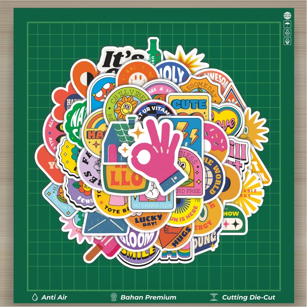 

HOT 50 PCS STIKER Sticker Graffiti Retro Sticker Stiker Fashion Cars Decal Dingin Kartu Album Custom Vinyl Anti Air- Sticker Aesthetic Buku Journal Koper Casing HP Tablet Laptop Helm Motor Botol Minum
