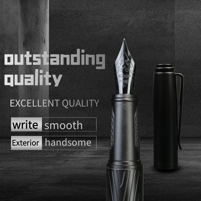 

Black samurai High quality fountain pen Black Forest Excellent Titanium Nib Office School Supplies Writing Smooth Ink Pens