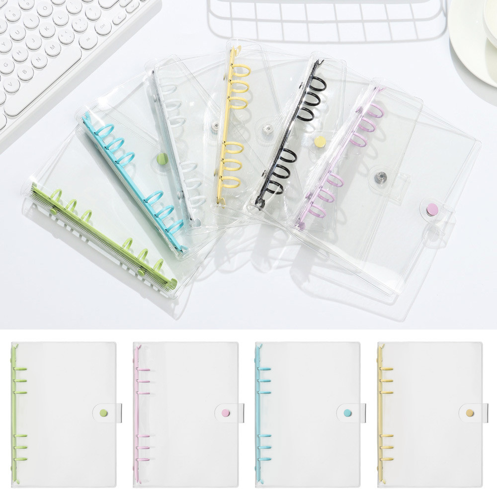

A5 A6 PVC Loose-Leaf Notebook Cover Folder Transparent Folder Notebook Binder File Storage Student Diary Planner Loose-Leaf Clip