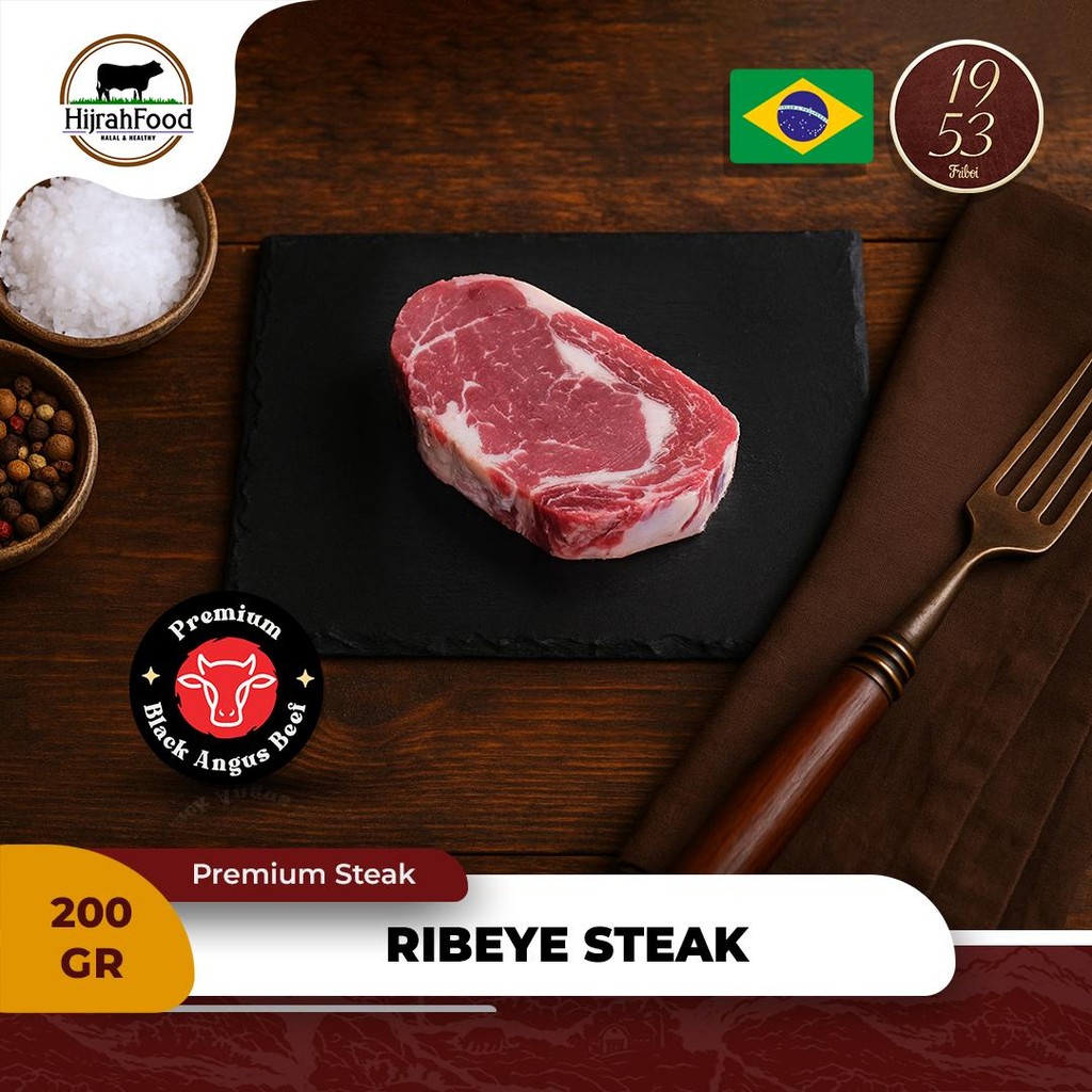 

Hijrahfood 1953 Beef Ribeye Steak Premium Grain-Fed 120 Days Black Angus
