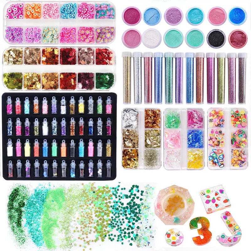 

A Set Sequins Resin Accessories Polymer Clay Flakes Filler Epoxy Resin Glitter Powder Nail Filling Material For Resin Art DIY