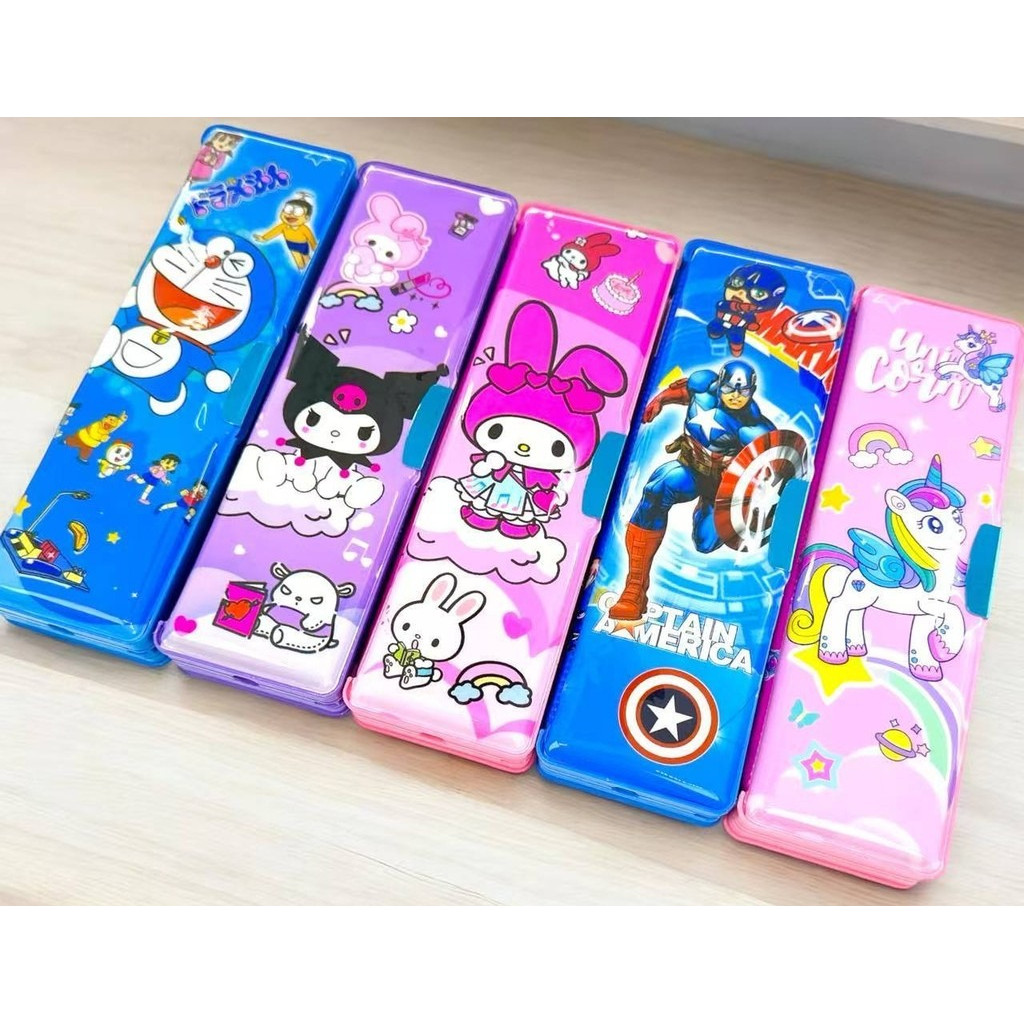 

(2 Sisi) Pensil Case Box Magnet Karakter Murah / Kotak Pensil Panjang 2 Sisi