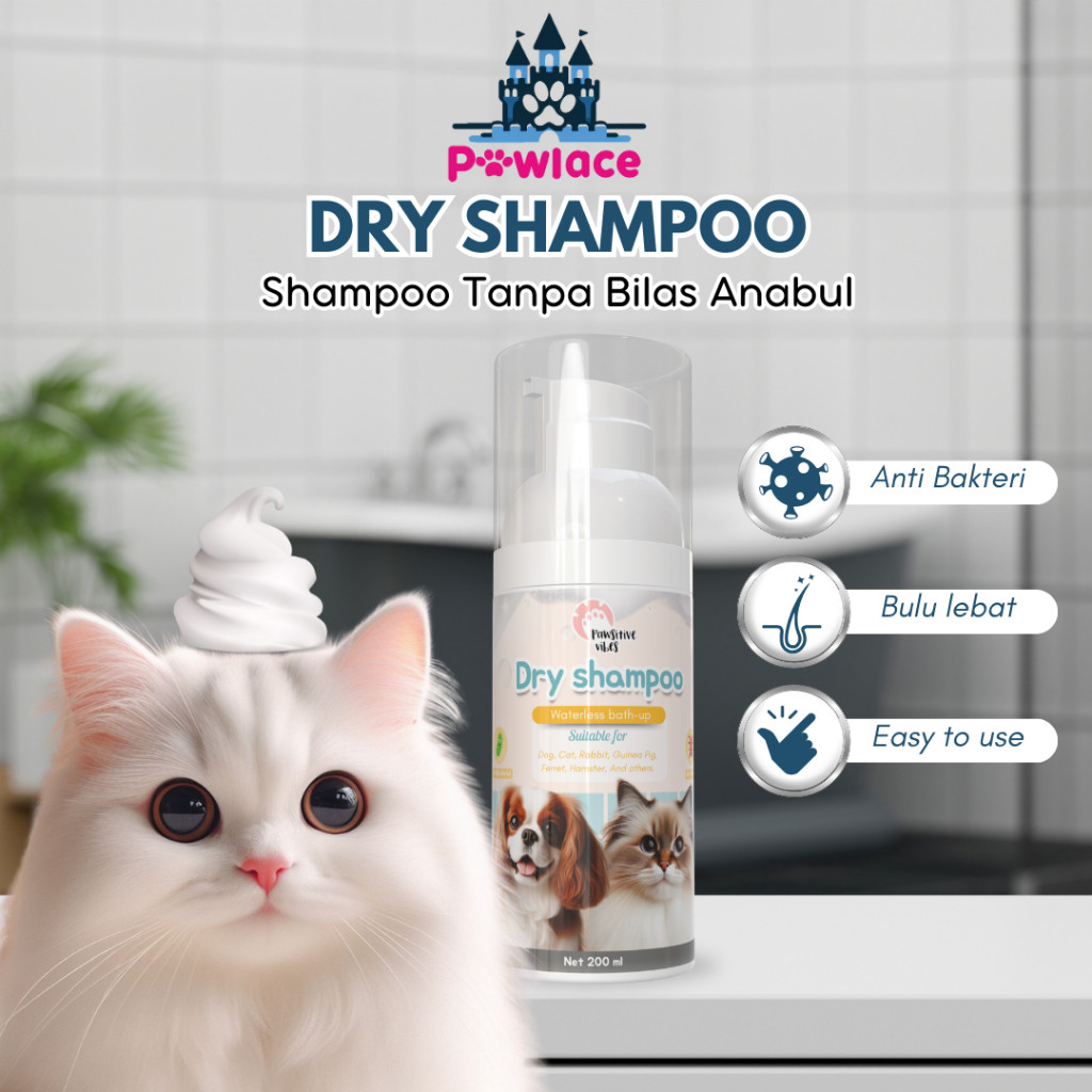 Pet Dry Shampo 200ml Sampoo Mandi Tanpa Air Tanpa Bilas Sampo Kucing Anti Reog Sampo Grooming Anabul