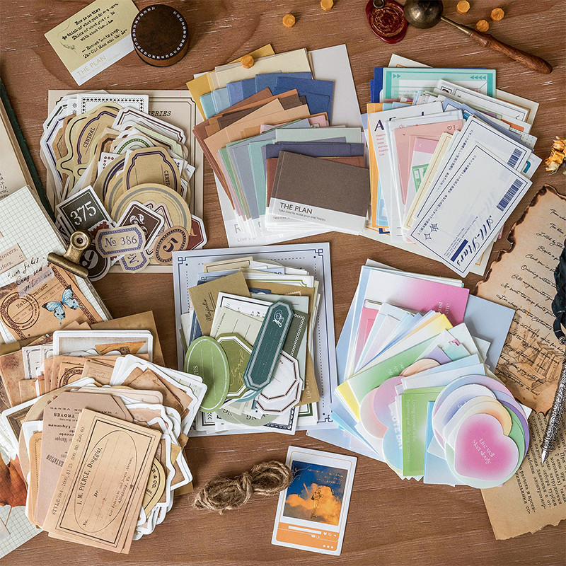 

100 Sheets Vintage Journal Collage Material Pack DIY Scrapbooking Basic Decoration Memo Pad Background Notes Paper Stationery