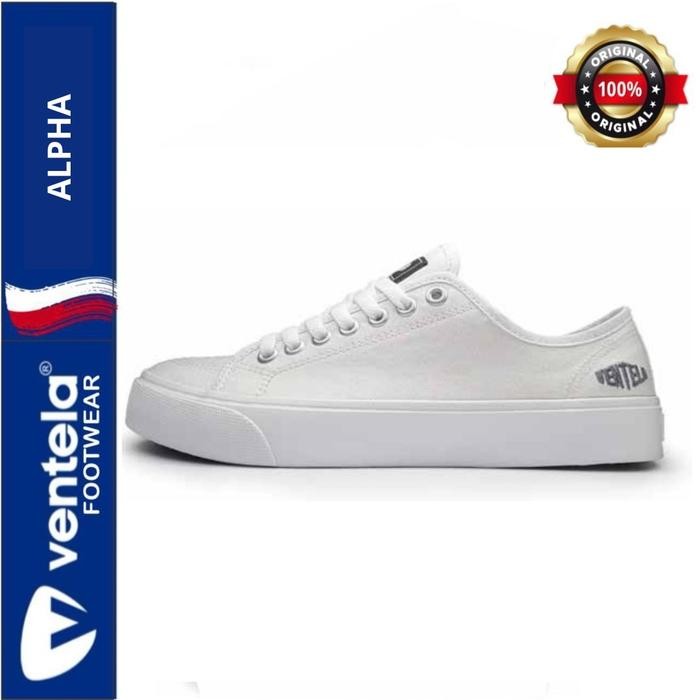 Sepatu Ventela Alpha Low Wanita  Pria Casual Shoes Ventela Official Canvas Black Putih Sneakers full