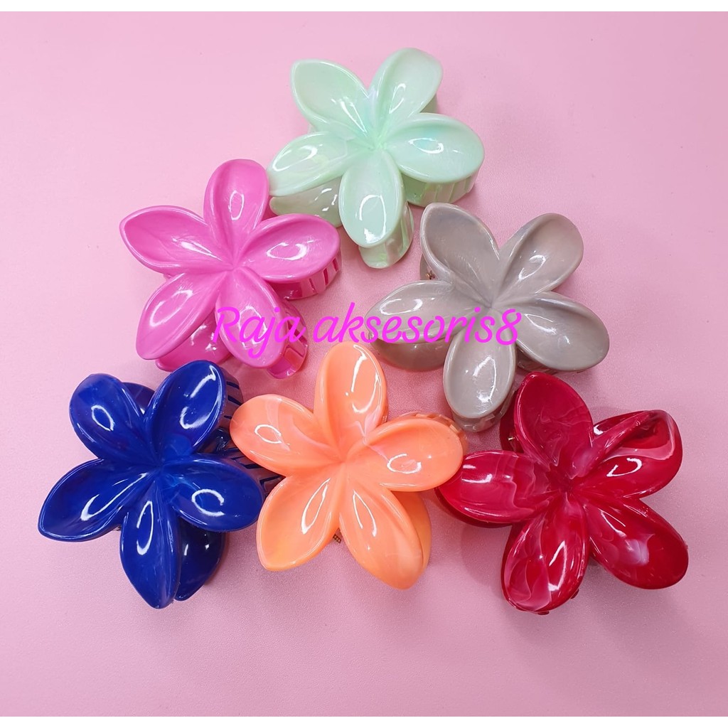 Jepit Rambut Bunga Kamboja Warna Warni / Jepit Rambut Korean Bunga Kamboja / Jepitan Rambut Bunga Ka