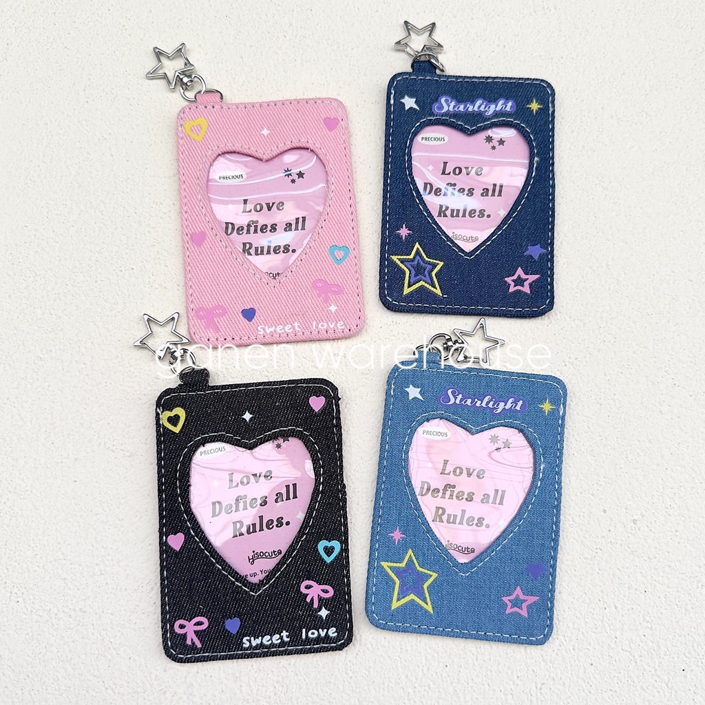 [GW] Y2K Denim Gantungan Photocard Star ID Card Holder Tempat Kartu Jeans