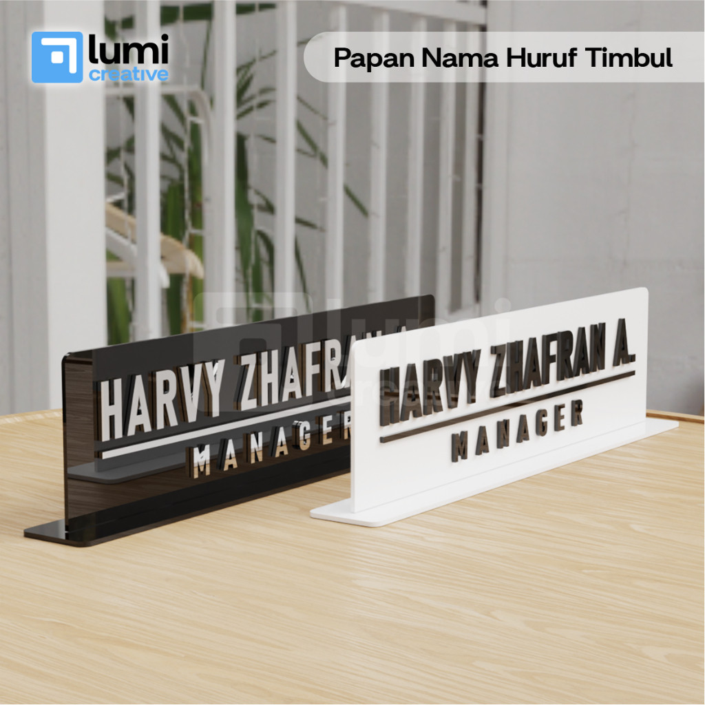 Papan Nama Premium Huruf Timbul Akrilik Papan Nama Meja 3D Custom / Table Sign - Lumi Creative