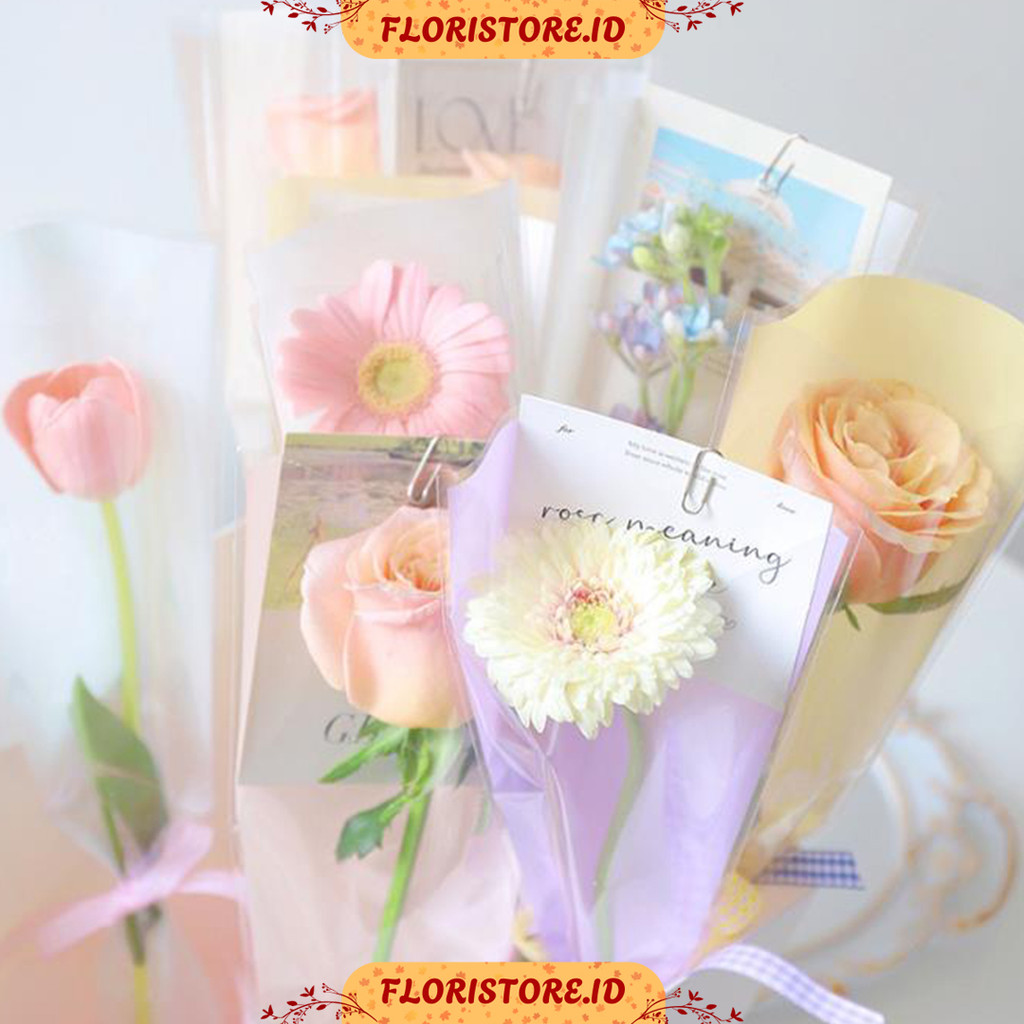 

BASIC COLOR FUNNEL OPP / KANTONG PLASTIK BUNGA / FLOWER SLEEVE / CORONG BUKET BUNGA / FLORIST SUPPLY