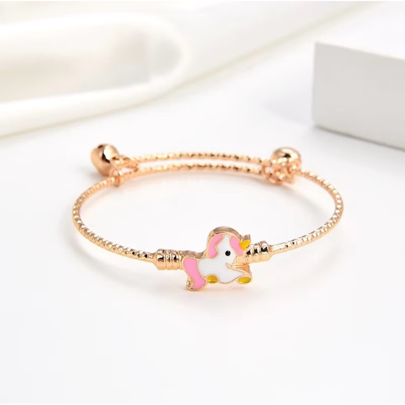 Y446 gelang Anak Anak Perempuan Pony Murah Cincin Anak Perempuan Unicorn Lapis Emas  Cincin Bayi