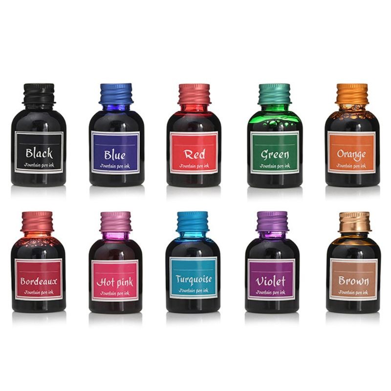

10Pcs 10/30ml Colorful Fountain Pen Ink Refilling Bottled Inks Stationery School Student Office Drawing Writing Supplies