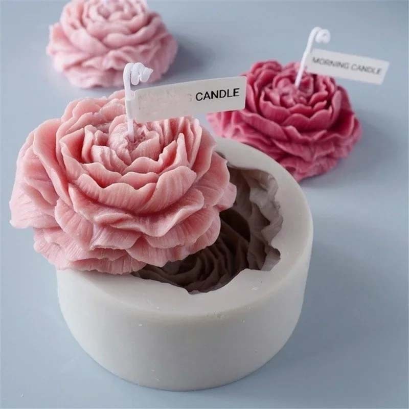 

1PC Peony Flower Silicone Mold For Handmade Soap Candle Making DIY Aromatherapy Craft Mold Home Wedding Decoration Gift
