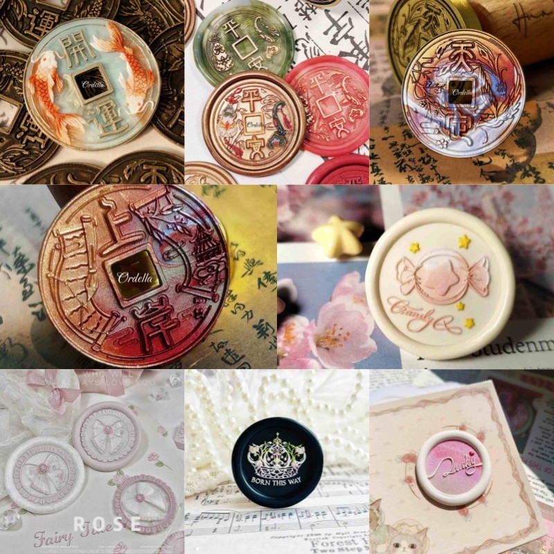 

New Lacquer Seal Seal Head Multi-Layer Embossed Brass Head Envelope Invitation Sealed Hand Account Birthday Gift Stamp Toy