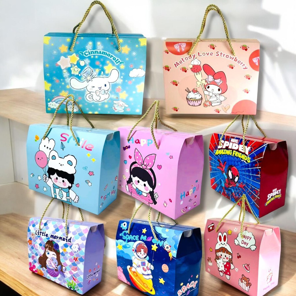 

(Delin)Tas Bingkisan Hadiah Hampers Ulang Tahun Anak Kotak Souvenir 23x10x18cm Kotak Snack Paperbag Mermaid Spridemen Boy Girl