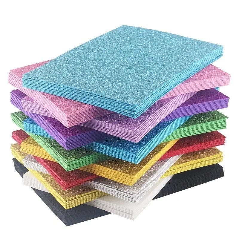 10Pcs/bag 2MM Thick A4 with Powder Sheet Material Glitter Bright Sponge Paper Foam Paper Kindergarte