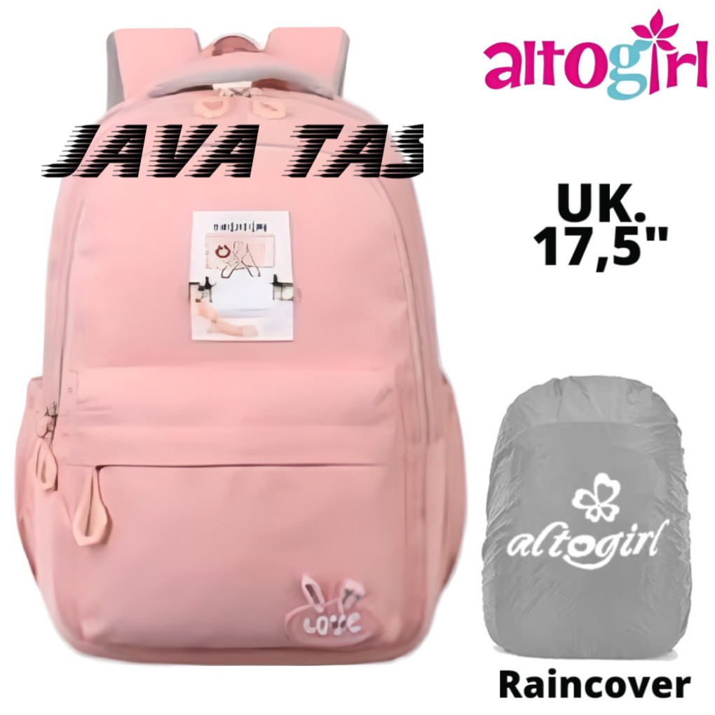 Tas Ransel Backpack Anak Sekolah Perempuan Alto Girl Chain Original Gratis Jas Hujan