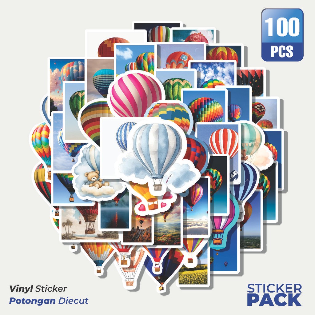 

Stiker Vinyl Stiker Ballon Udara Series Waterproof Aesthetic- Untuk Laptop, Motor, dan Helm - Paper Stationery Pack