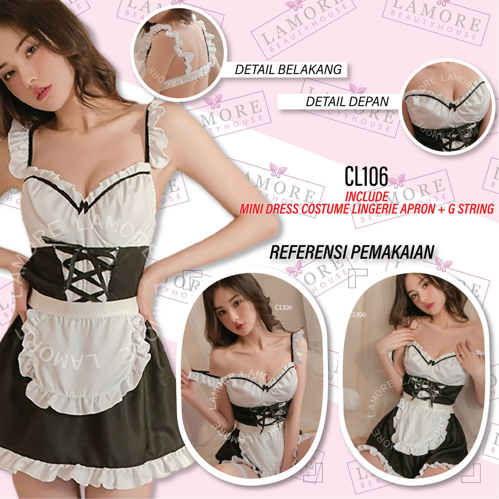 Lingerie Costume Maid Costume Pelayan Full Set Cute Dress Pure Lovely Maid Jumbo Size CL106