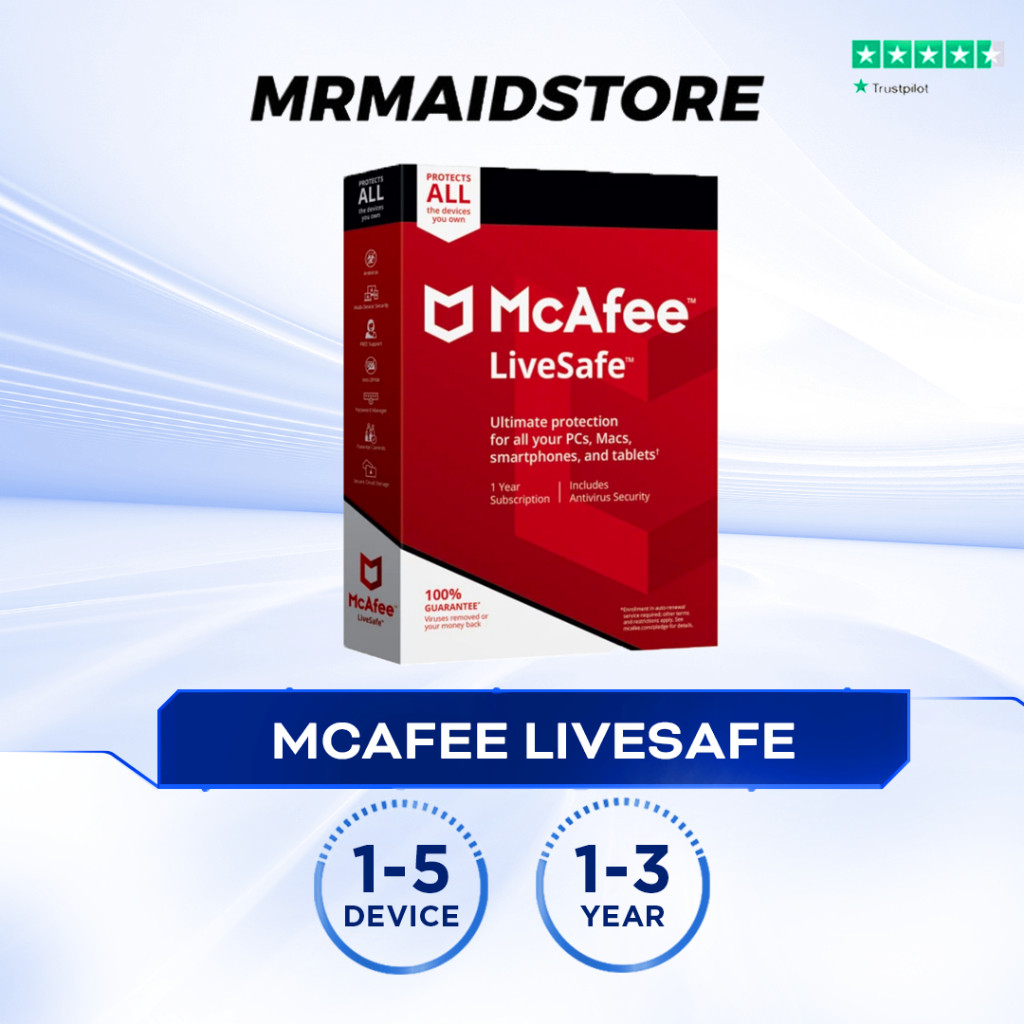 Antivirus McAfee Livesafe | Antivirus PC | Antivirus Komputer | 10 Tahun Original