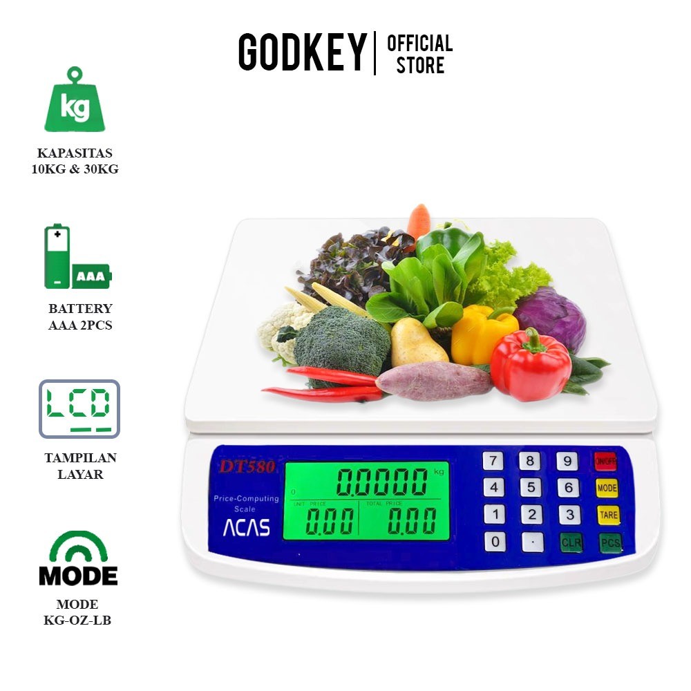 DT-580 Timbangan Digital Meja Kapasitas 30 Kg 10 Kg Dapur Duduk Electronic Scale Telur Sembako Sayur