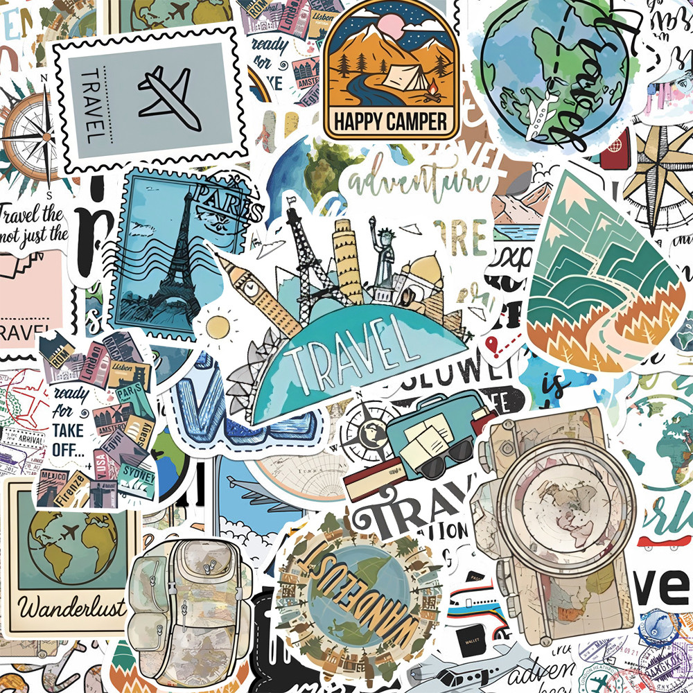 

10/30/50pcs Travel Vacation Holiday Stickers Aesthetic DIY Laptops Phones Scrapbooks Luggages Waterproof Vintage Graffiti Decals