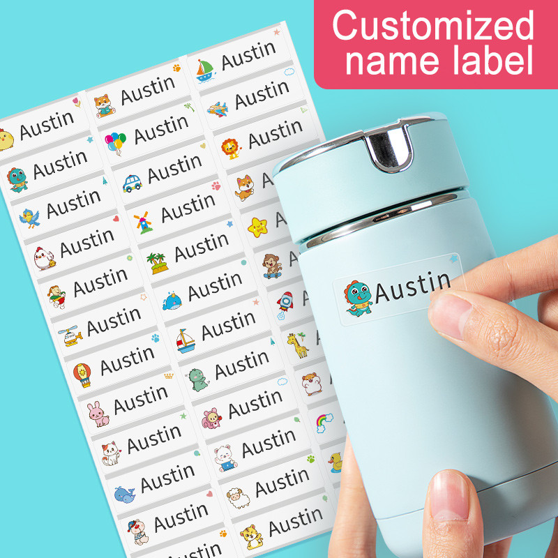 

Custom Waterproof Transparent Name Stickers - Personalized Multilingual Labels for Kids School Supplies (Hebrew/English/Spanish)