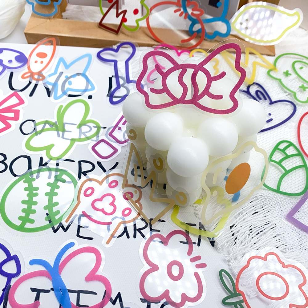 

60pcs Cartoon Small Elements PET Stickers Decals For Phone Laptop Notebook Luggage DIY Aesthetic Transparent Stickers Kids Gifts
