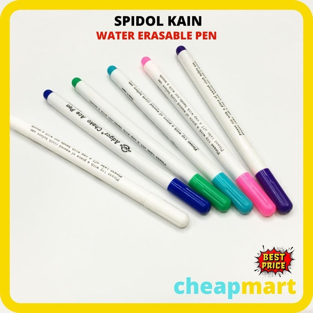 

[Min-3] [ECER] Spidol Kain Pena Penanda Bahan Kain / Water Erasable Pen / Fabric Marker Water Erasable Fabric Pen jahit Bisa Hilang Terkena Air Pen Marker Bahan - Spidol Bahan - Pena Tailor - Quilting Pen - Water Soluble Quilting Pen