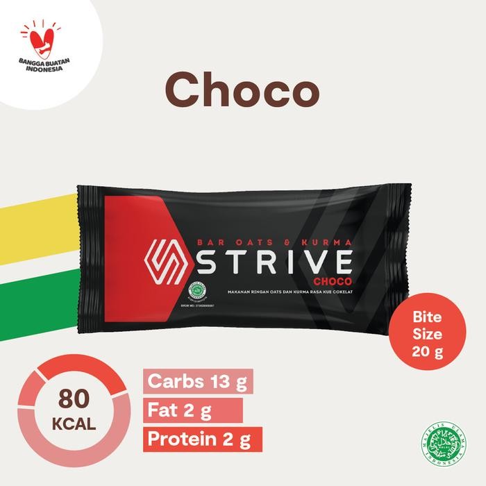 

STRIVE Energy Bar (Bite Size) 1 box isi 5pcs (Cemilan Sehat) - Choco