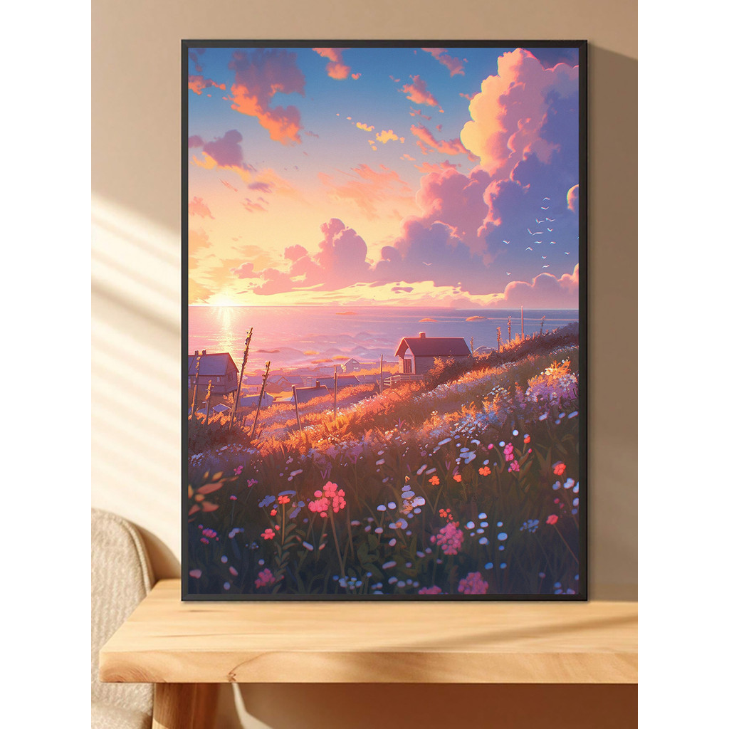 

1 piece Sunrise sea of flowers DIY diamond painting, DIY diamond painting set accessories, suitable for home living