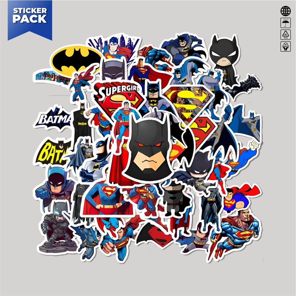

[100PCS]Stiker Pack Stiker Mix Superman & Batman Aesthetic Vinyl Anti Air Dekorasi Sticker Laptop Buku Journal Koper Helm Casing HP Gitar Helm Skateboard