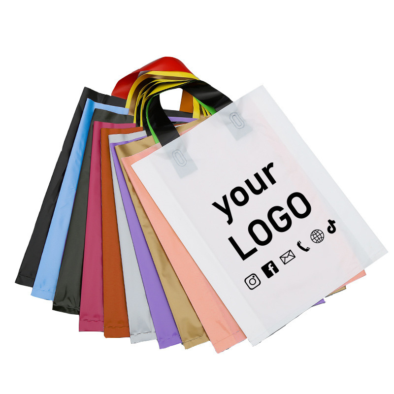 

50 supermarket shopping bags clothing store plastic bags personalized advertising tote bags party gift bags custom printed logo
