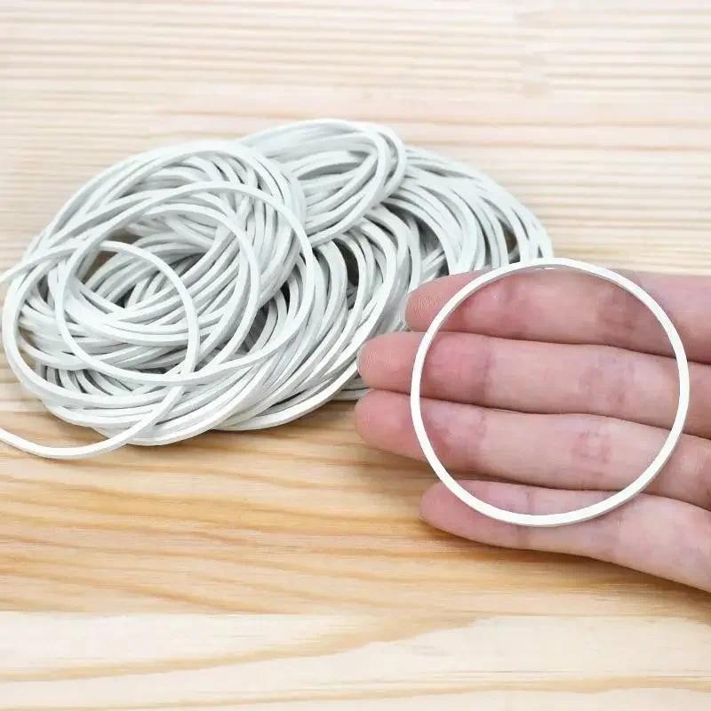 

100pcs 50mm Rubber Bands White Natural Elastic Band Loop for Hair Home Pens Catapults Bills Bank Paper Office Supplies Money